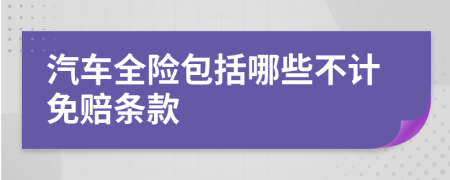 汽车全险包括哪些不计免赔条款