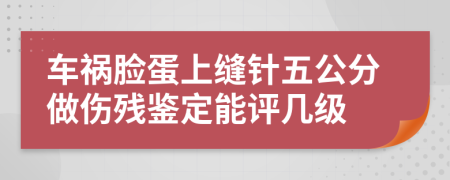 车祸脸蛋上缝针五公分做伤残鉴定能评几级