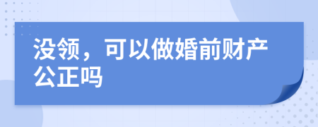 没领，可以做婚前财产公正吗