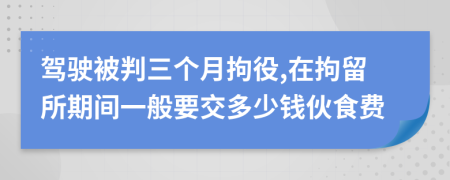 驾驶被判三个月拘役,在拘留所期间一般要交多少钱伙食费