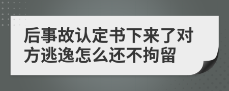 后事故认定书下来了对方逃逸怎么还不拘留