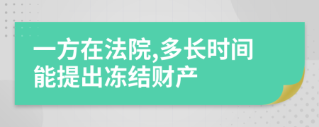 一方在法院,多长时间能提出冻结财产