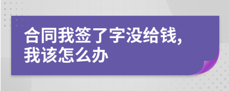 合同我签了字没给钱,我该怎么办