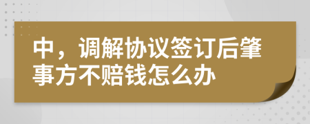 中，调解协议签订后肇事方不赔钱怎么办