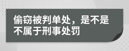 偷窃被判单处，是不是不属于刑事处罚