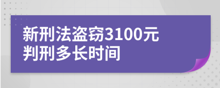 新刑法盗窃3100元判刑多长时间