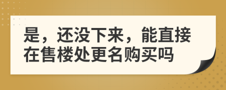 是，还没下来，能直接在售楼处更名购买吗