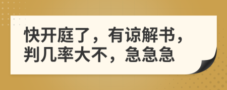 快开庭了，有谅解书，判几率大不，急急急