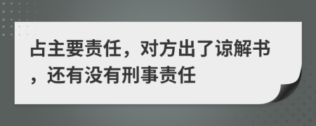 占主要责任，对方出了谅解书，还有没有刑事责任