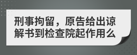 刑事拘留，原告给出谅解书到检查院起作用么