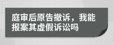 庭审后原告撤诉，我能报案其虚假诉讼吗