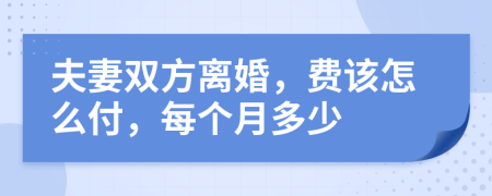 夫妻双方离婚，费该怎么付，每个月多少