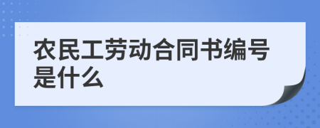 农民工劳动合同书编号是什么