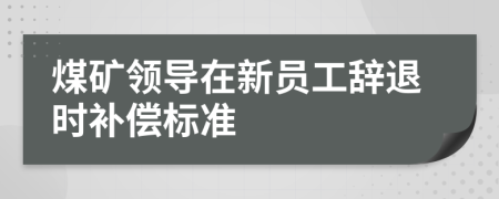 煤矿领导在新员工辞退时补偿标准