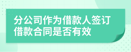 分公司作为借款人签订借款合同是否有效