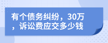 有个债务纠纷，30万，诉讼费应交多少钱