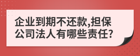 企业到期不还款,担保公司法人有哪些责任?