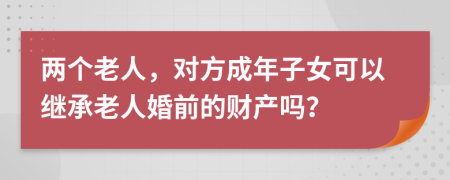 两个老人，对方成年子女可以继承老人婚前的财产吗？