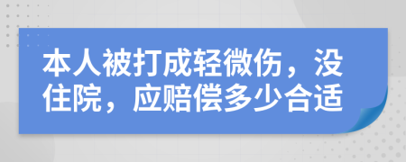 本人被打成轻微伤，没住院，应赔偿多少合适