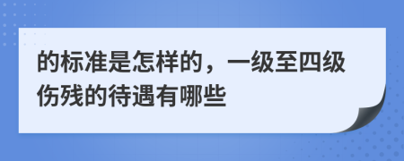 的标准是怎样的，一级至四级伤残的待遇有哪些