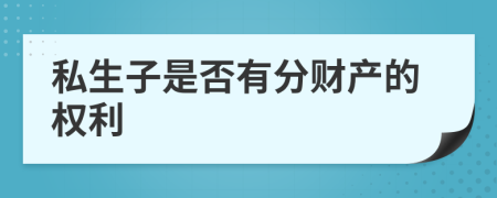 私生子是否有分财产的权利