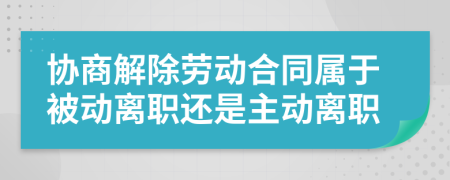 协商解除劳动合同属于被动离职还是主动离职