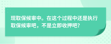 现取保候审中。在这个过程中还是执行取保候审吧，不是立即收押吧？