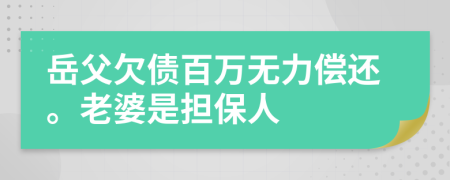 岳父欠债百万无力偿还。老婆是担保人