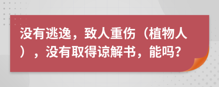 没有逃逸，致人重伤（植物人），没有取得谅解书，能吗？