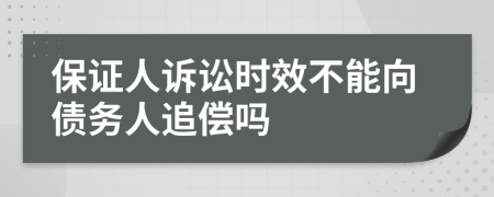 保证人诉讼时效不能向债务人追偿吗