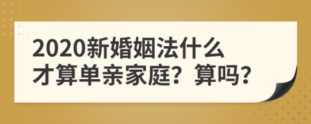 2020新婚姻法什么才算单亲家庭？算吗？