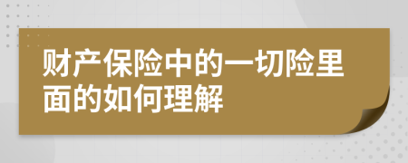 财产保险中的一切险里面的如何理解