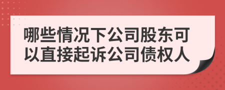 哪些情况下公司股东可以直接起诉公司债权人