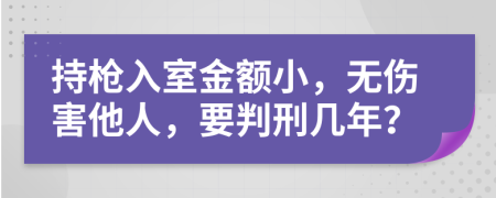 持枪入室金额小，无伤害他人，要判刑几年？