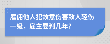 雇佣他人犯故意伤害致人轻伤一级，雇主要判几年？