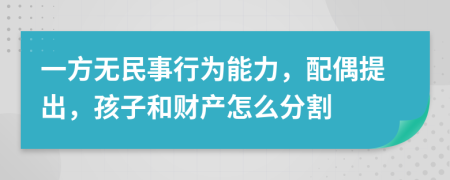 一方无民事行为能力，配偶提出，孩子和财产怎么分割