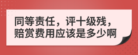 同等责任，评十级残，赔赏费用应该是多少啊