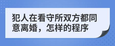 犯人在看守所双方都同意离婚，怎样的程序