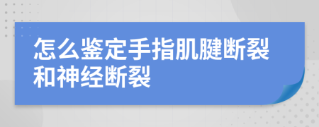 怎么鉴定手指肌腱断裂和神经断裂