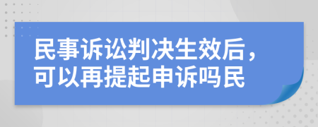 民事诉讼判决生效后，可以再提起申诉吗民