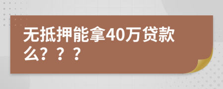 无抵押能拿40万贷款么？？？