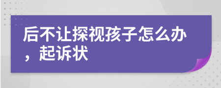 后不让探视孩子怎么办，起诉状