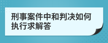 刑事案件中和判决如何执行求解答