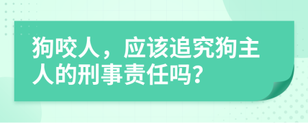 狗咬人，应该追究狗主人的刑事责任吗？