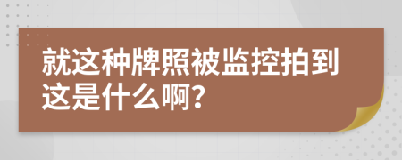 就这种牌照被监控拍到这是什么啊？