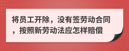 将员工开除，没有签劳动合同，按照新劳动法应怎样赔偿