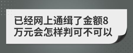 已经网上通缉了金额8万元会怎样判可不可以