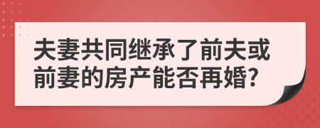 夫妻共同继承了前夫或前妻的房产能否再婚?