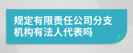 规定有限责任公司分支机构有法人代表吗