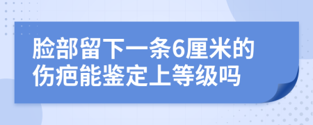 脸部留下一条6厘米的伤疤能鉴定上等级吗